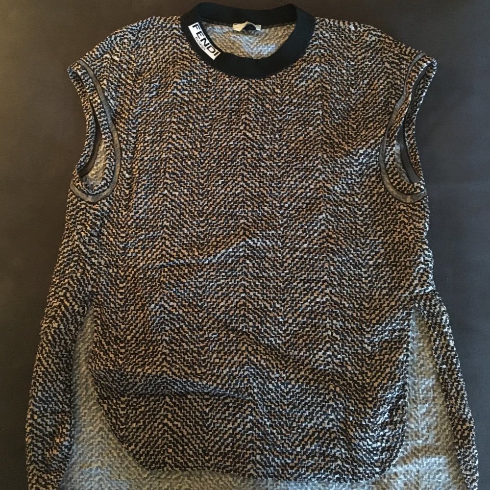 FENDI woman sleeveless top, wrinkled cotton